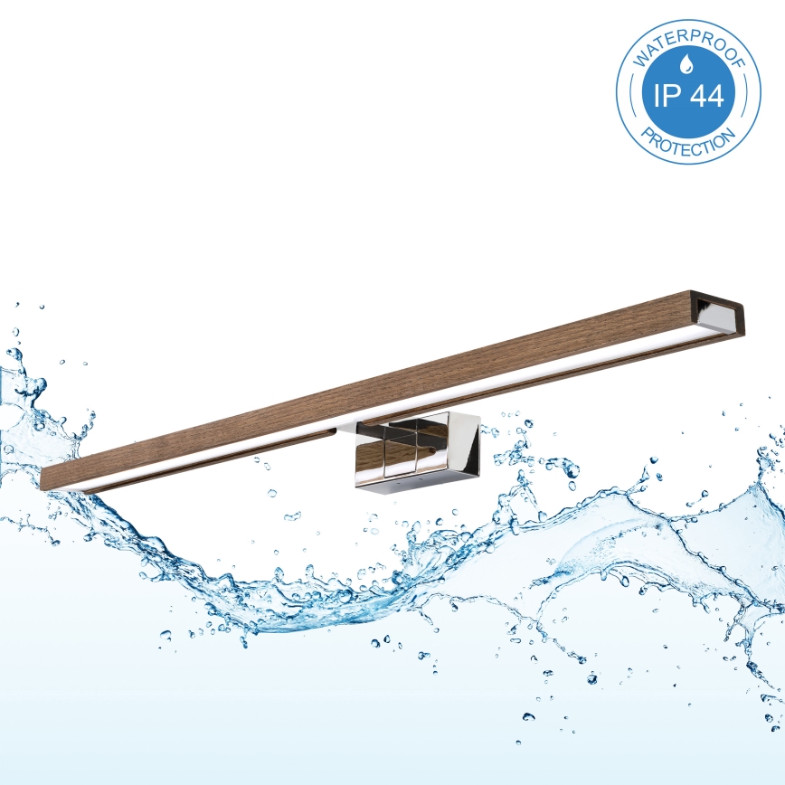 BRILAGI - LED-spiegelverlichting voor de badkamer WOODY MIRROR 3v1 LED/15W/230V 80 cm IP44 glanzend chroom/eik walnoot