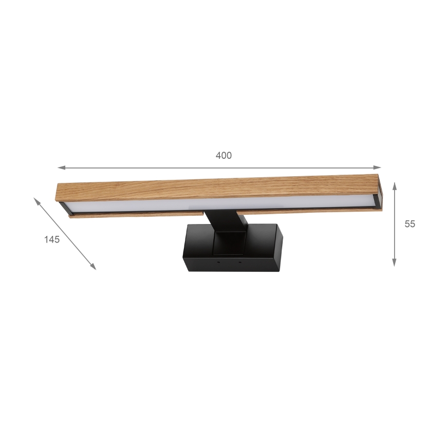 Brilagi - LED-verlichting voor badkamerspiegel 3-in-1 WOODY MIRROR LED/8W/230V IP44 zwart/eik
