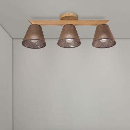 Brilagi - LED  Bevestigde hanglamp ANTHONY 3xE14/40W/230V eiken/bruin