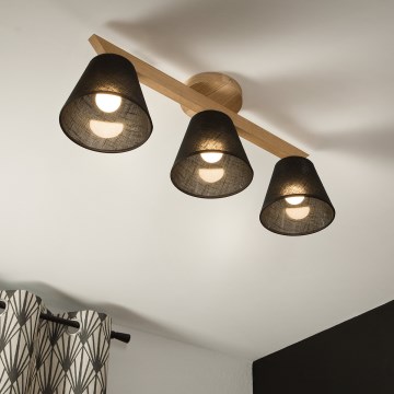 Brilagi - LED  Bevestigde hanglamp ANTHONY 3xE14/40W/230V eiken/zwart