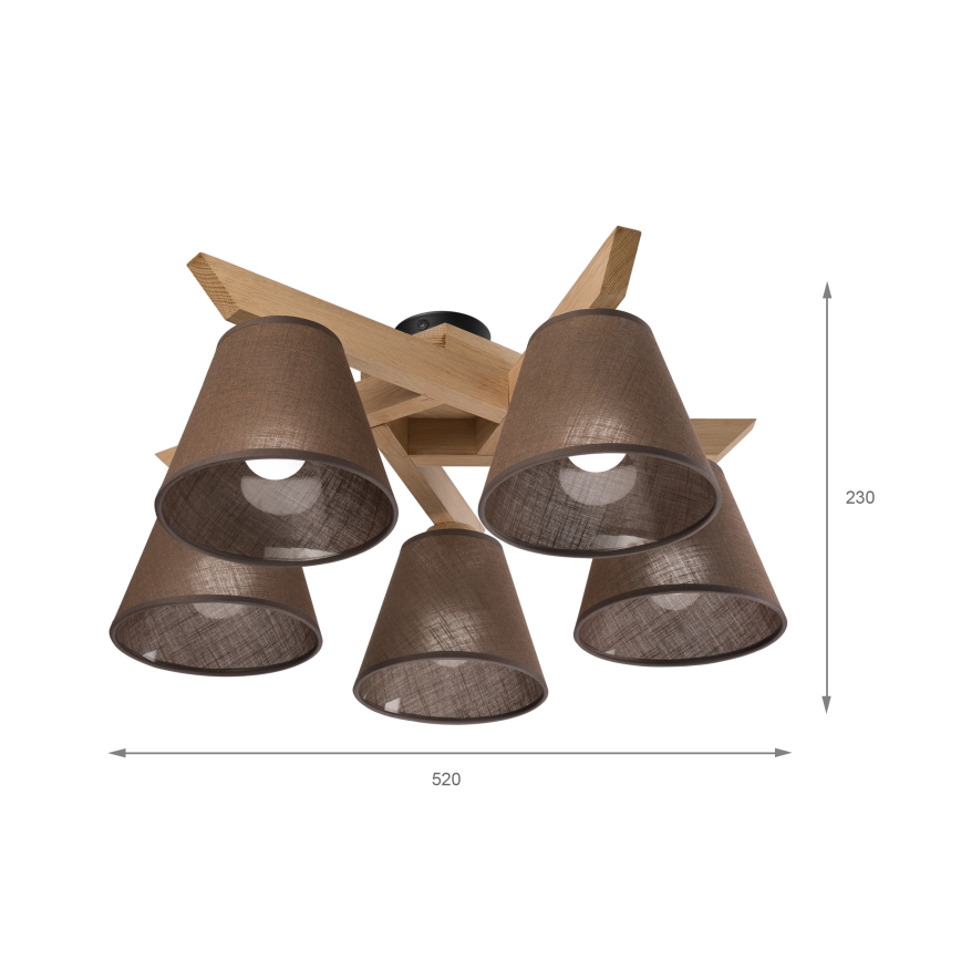 Brilagi - LED  Bevestigde hanglamp ANTHONY 5xE14/40W/230V eiken/bruin