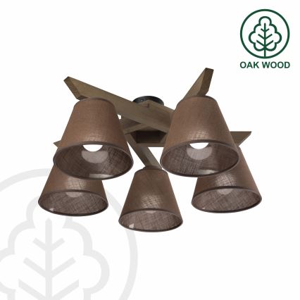 Brilagi - LED  Bevestigde hanglamp ANTHONY 5xE14/40W/230V eiken/bruin