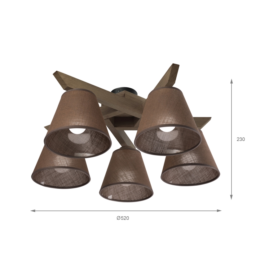Brilagi - LED  Bevestigde hanglamp ANTHONY 5xE14/40W/230V eiken/bruin