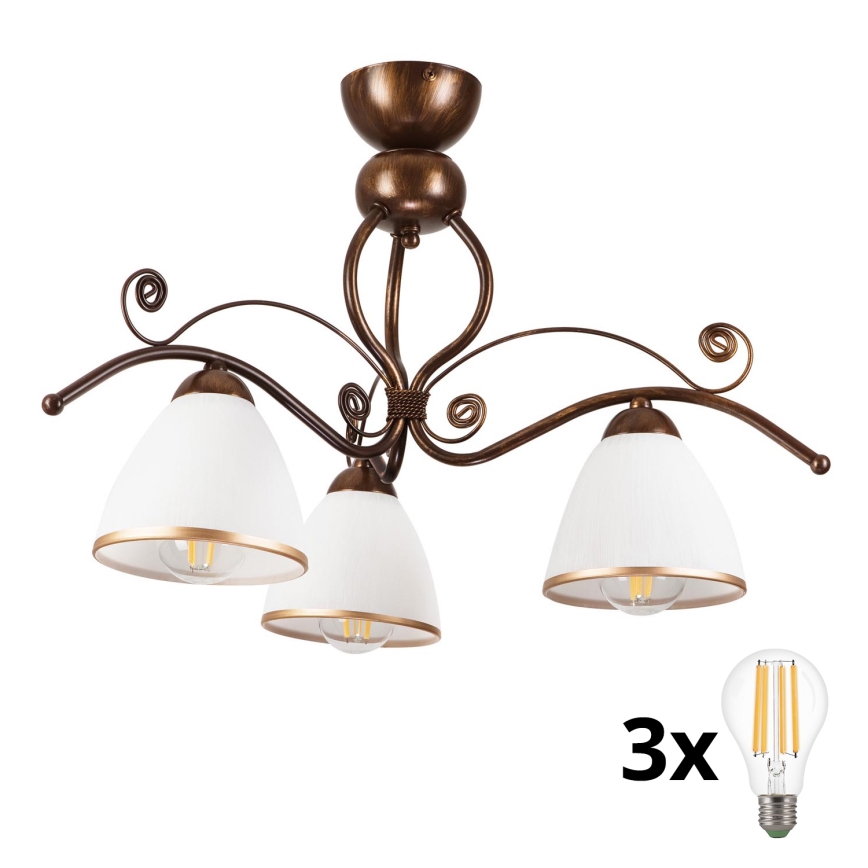 Brilagi - LED Bevestigde Hanglamp ANTICO 3xE27/60W/230V brons patina