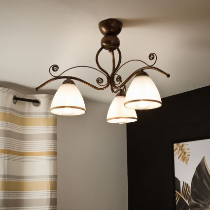 Brilagi - LED Bevestigde Hanglamp ANTICO 3xE27/60W/230V brons patina