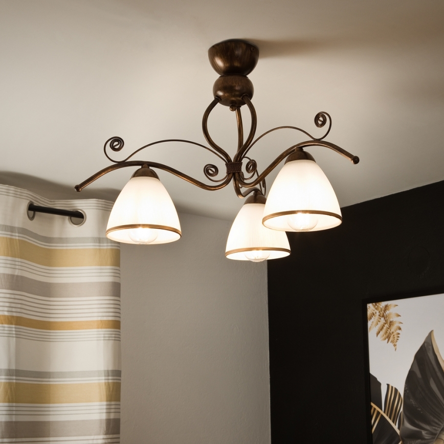 Brilagi - LED Bevestigde Hanglamp ANTICO 3xE27/60W/230V brons patina