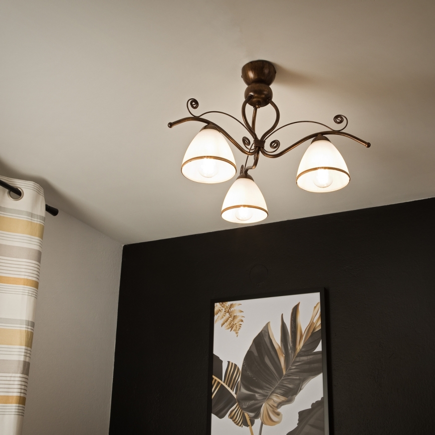 Brilagi - LED Bevestigde Hanglamp ANTICO 3xE27/60W/230V brons patina