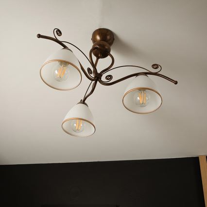 Brilagi - LED Bevestigde Hanglamp ANTICO 3xE27/60W/230V brons patina