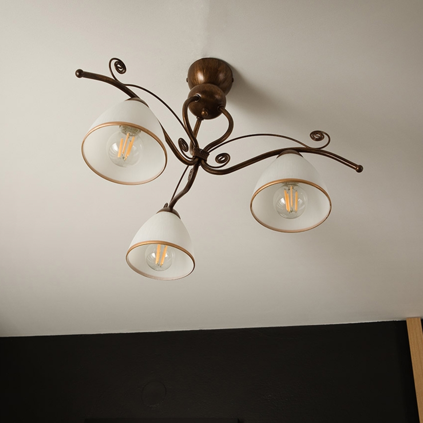 Brilagi - LED Bevestigde Hanglamp ANTICO 3xE27/60W/230V brons patina