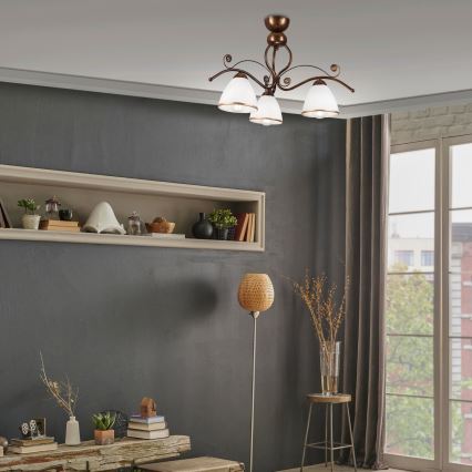 Brilagi - LED Bevestigde Hanglamp ANTICO 3xE27/60W/230V brons patina