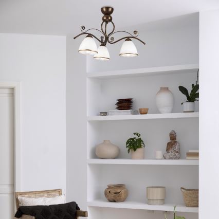 Brilagi - LED Bevestigde Hanglamp ANTICO 3xE27/60W/230V brons patina