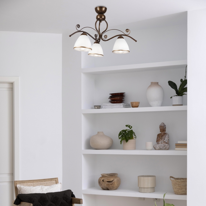 Brilagi - LED Bevestigde Hanglamp ANTICO 3xE27/60W/230V brons patina
