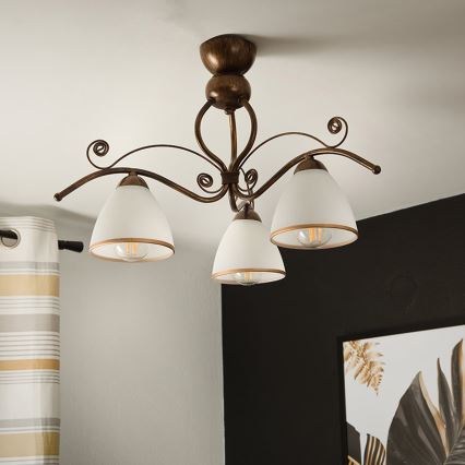 Brilagi - LED Bevestigde Hanglamp ANTICO 3xE27/60W/230V brons patina