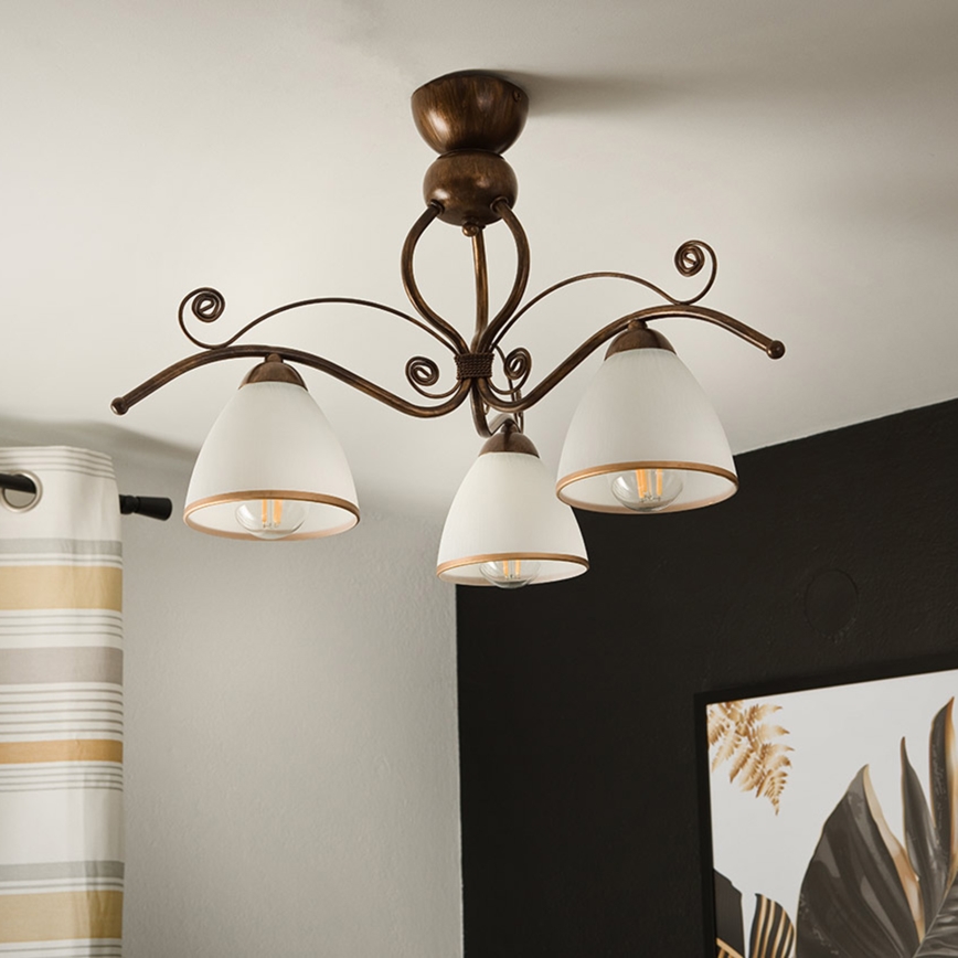 Brilagi - LED Bevestigde Hanglamp ANTICO 3xE27/60W/230V brons patina