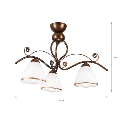 Brilagi - LED Bevestigde Hanglamp ANTICO 3xE27/60W/230V brons patina