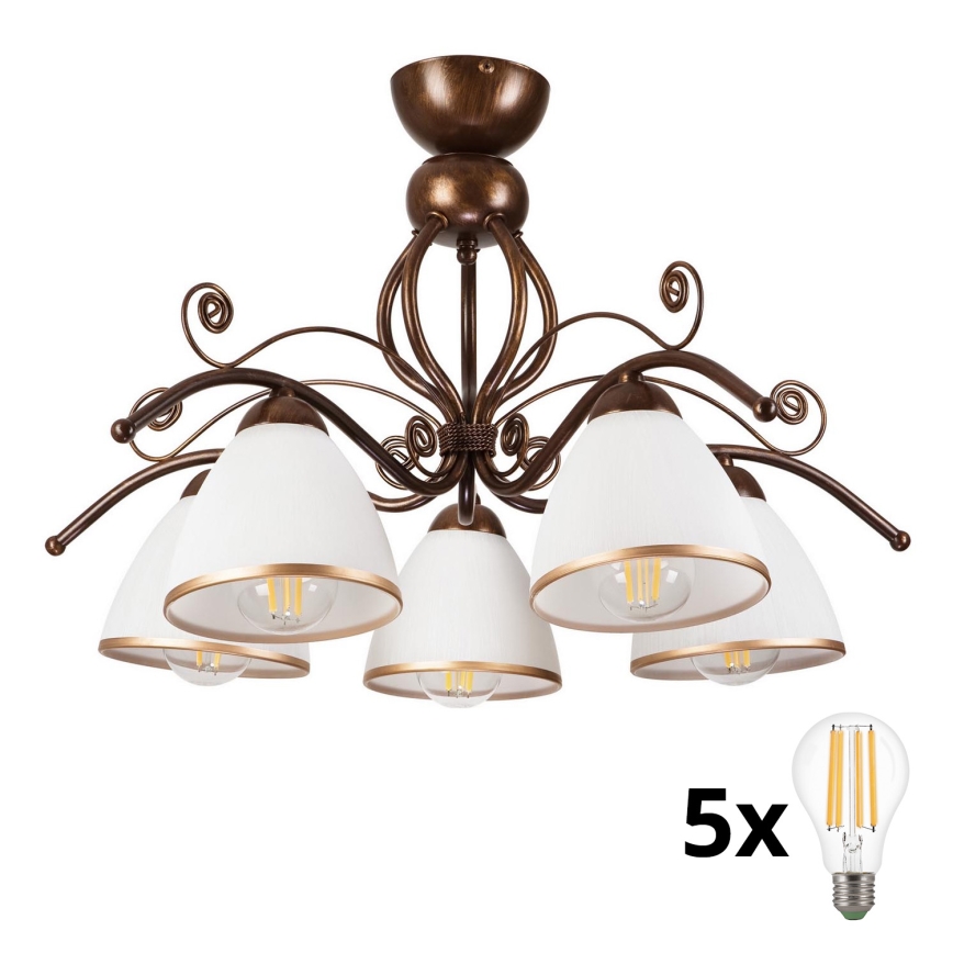 Brilagi - LED Bevestigde Hanglamp ANTICO 5xE27/60W/230V brons patina