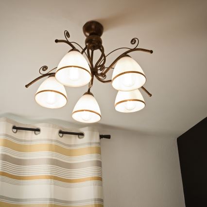 Brilagi - LED Bevestigde Hanglamp ANTICO 5xE27/60W/230V brons patina
