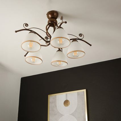 Brilagi - LED Bevestigde Hanglamp ANTICO 5xE27/60W/230V brons patina
