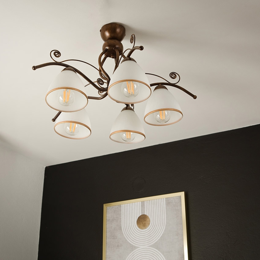 Brilagi - LED Bevestigde Hanglamp ANTICO 5xE27/60W/230V brons patina