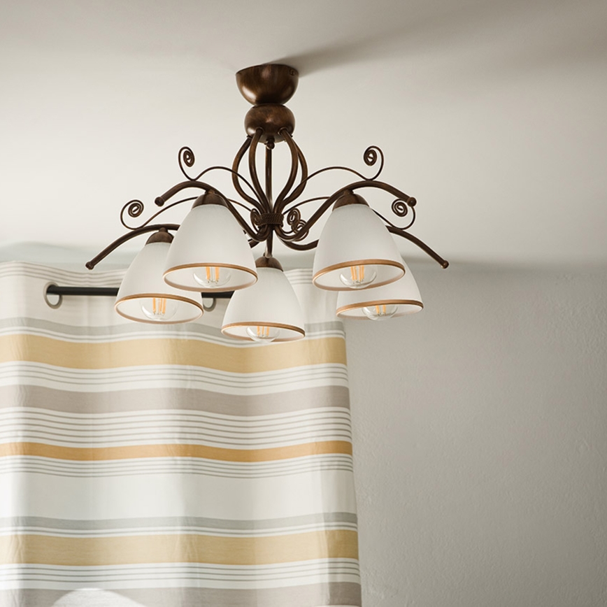 Brilagi - LED Bevestigde Hanglamp ANTICO 5xE27/60W/230V brons patina