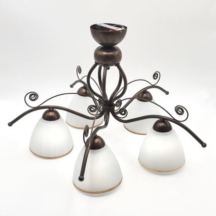 Brilagi - LED Bevestigde Hanglamp ANTICO 5xE27/60W/230V brons patina