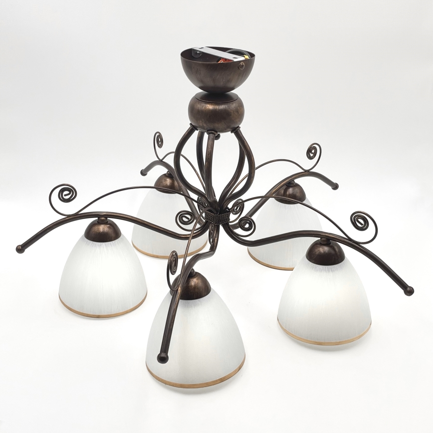 Brilagi - LED Bevestigde Hanglamp ANTICO 5xE27/60W/230V brons patina