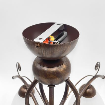 Brilagi - LED Bevestigde Hanglamp ANTICO 5xE27/60W/230V brons patina