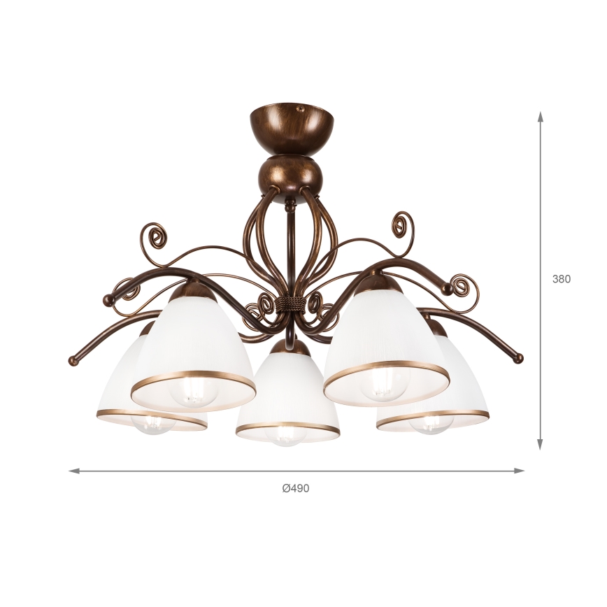 Brilagi - LED Bevestigde Hanglamp ANTICO 5xE27/60W/230V brons patina