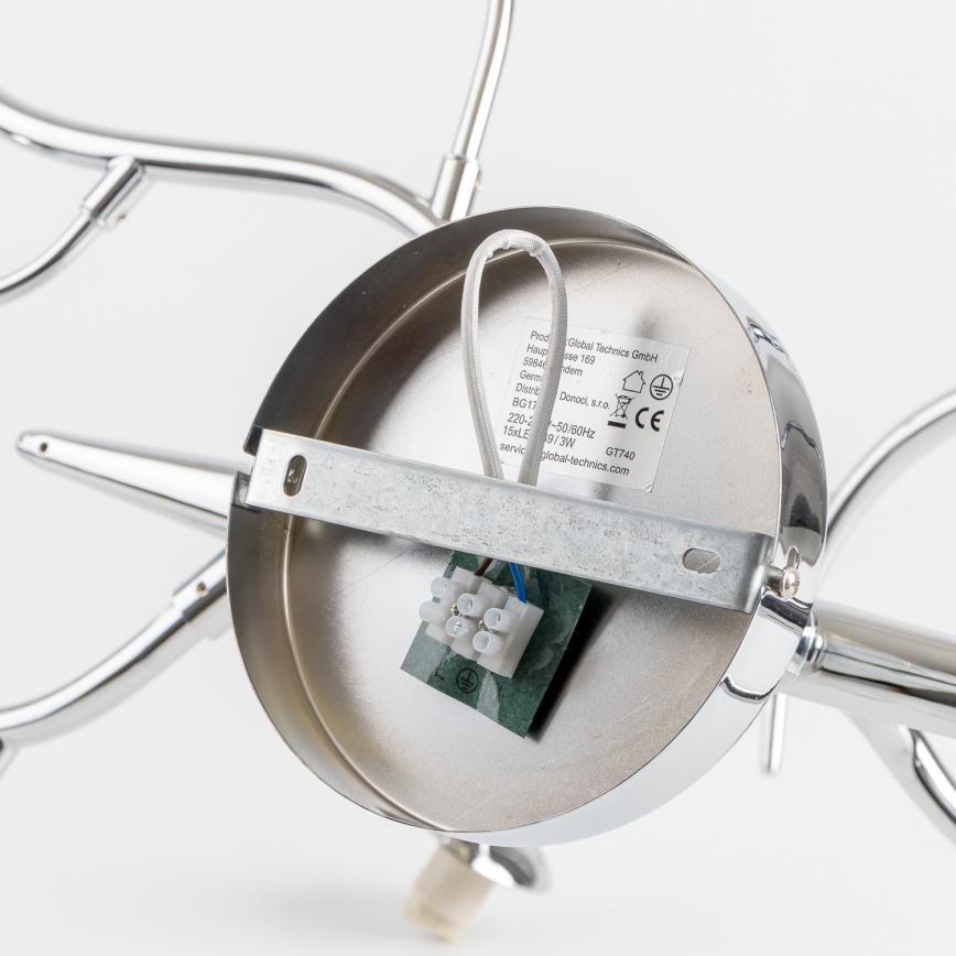 Brilagi - LED Bevestigde Hanglamp MISTEL 15xG9/3W/230V glanzend chroom/gerookt