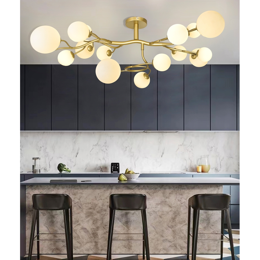 Brilagi - LED Bevestigde Hanglamp MISTEL 15xG9/3W/230V goud/wit