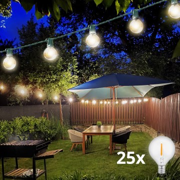 Brilagi - LED buiten decoratief lichtsnoer GIRLANDA 25xE12/0,8W/230V 20m groen IP44 warm wit