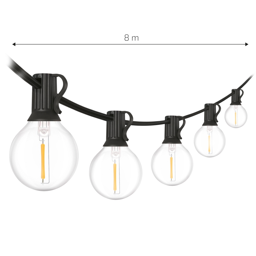 Brilagi - LED-buitenslinger GIRLANDA 10xE12/0,6W/230V 8m zwart IP44 warm wit