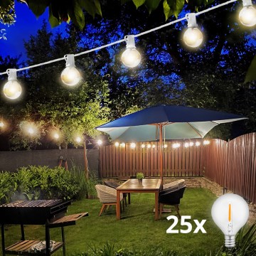 Brilagi - LED buiten decoratieve lichtsnoer GIRLANDA 25xE12/0,8W/230V 20m wit IP44 warm wit