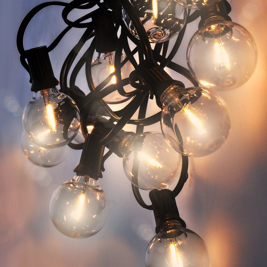 Brilagi - LED-lichtsnoer voor buiten GIRLANDA 25xE12/0,36W/24V 20 m zwart IP44 warm wit