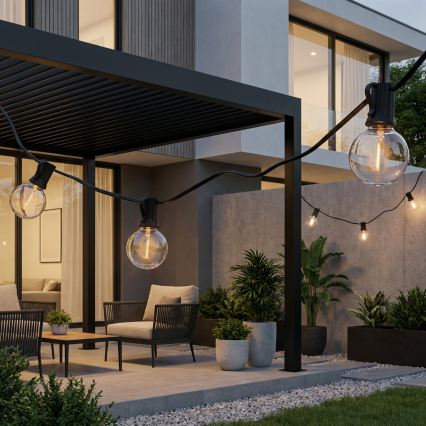 Brilagi - LED buiten decoratieve lichtslinger GIRLANDA 25xE12/0,6W/230V 20m zwart IP44 warm wit + afstandsbediening