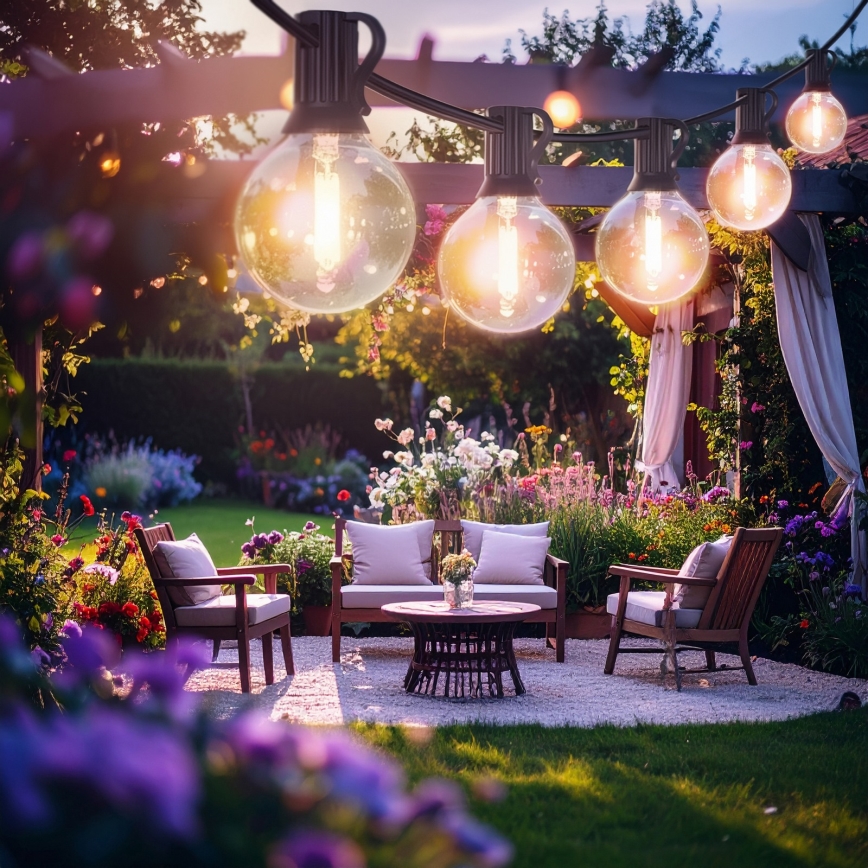 Brilagi - LED buiten decoratieve lichtslinger GIRLANDA 25xE12/0,6W/230V 20m zwart IP44 warm wit + afstandsbediening