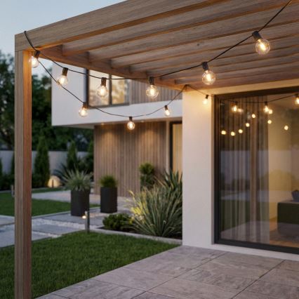 Brilagi - LED buiten decoratieve lichtslinger GIRLANDA 25xE12/0,6W/230V 20m zwart IP44 warm wit + afstandsbediening
