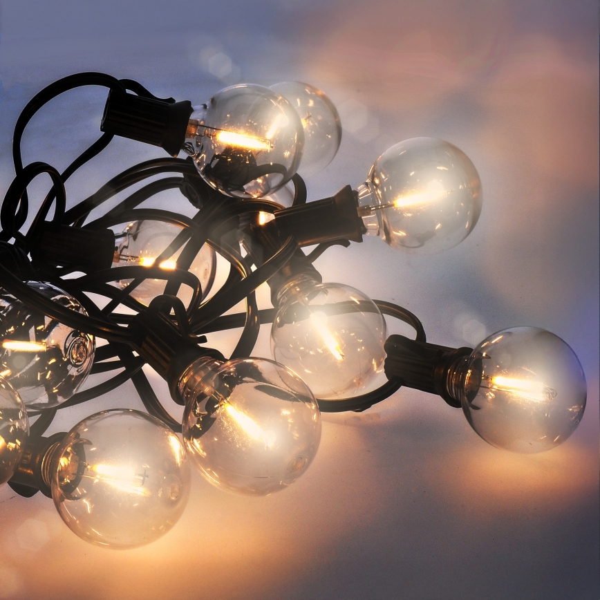 Brilagi - LED buiten decoratieve lichtslinger GIRLANDA 25xE12/0,6W/230V 20m zwart IP44 warm wit + afstandsbediening