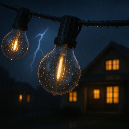 Brilagi - LED buiten decoratieve lichtslinger GIRLANDA 25xE12/0,6W/230V 20m zwart IP44 warm wit + afstandsbediening