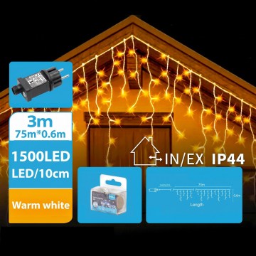 BRILAGI - LED Buiten kerstsnoer 1500xLED/12W/8 functies 78x0,6m IP44 warm wit