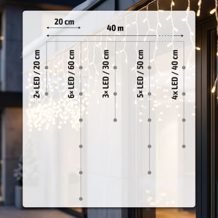 BRILAGI - LED buiten kerstverlichting 800xLED/8 functies 43m IP44 warm wit ijspegels