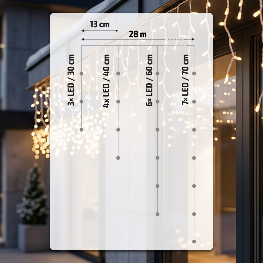 BRILAGI - LED buiten kerstsnoer 1080xLED/8 functies 33m IP44 warm wit ijspegels