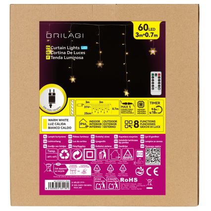 BRILAGI - LED Buiten kerstverlichting 60xLED/6W/6x0,7m IP44 warm wit