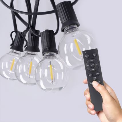 Brilagi - LED buitendecoratiesnoer GIRLANDA 25xE12/0,6W/230V 20m zwart IP44 warm wit + afstandsbediening