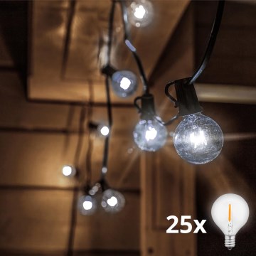 Brilagi - LED buitendecoratief lichtsnoer GIRLANDA 25xE12/0,8W/230V 20 m IP44 koud wit