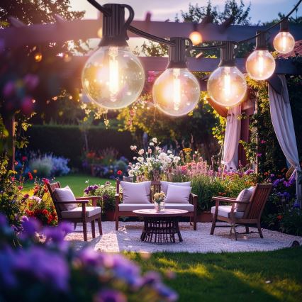 Brilagi - LED-lichtsnoer voor buiten GIRLANDA 18xE12/0,6W/230V 13m zwart IP44 warm wit