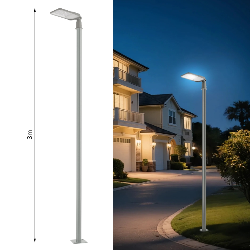 Brilagi - LED straatlamp voor buiten met mast en scharnier 3 m URBANLIGHT LED/100W/230V grijs IP65