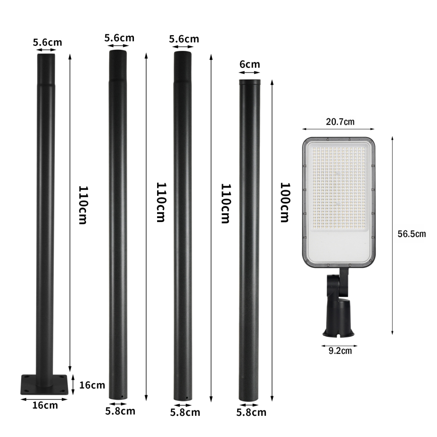 Brilagi - LED straatlantaarn voor buiten met 4 m paal en scharnier URBANLIGHT LED/200W/230V zwart IP65
