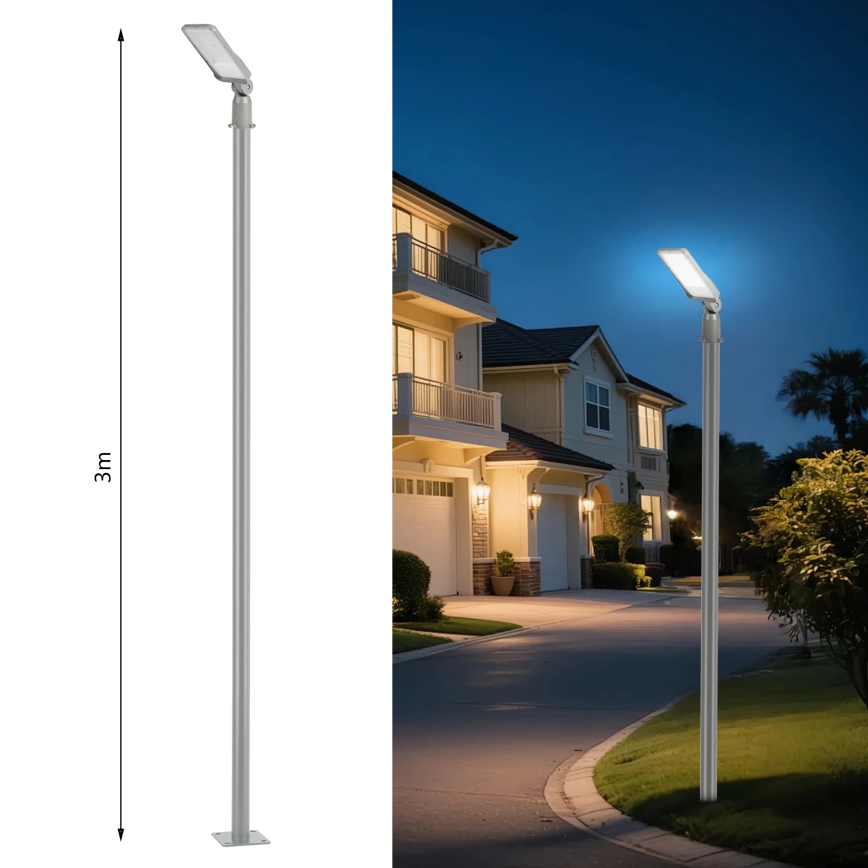 Brilagi - URBANLIGHT LED straatlantaarn voor buiten met 3 m paal en scharnier LED/50W/230V, grijs, IP65