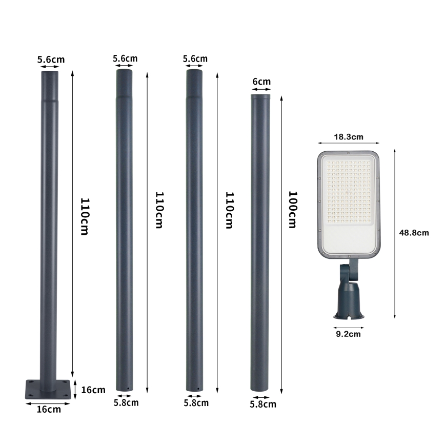 Brilagi - LED buitenstraatlantaarn met 4 m mast en scharnier URBANLIGHT LED/100W/230V antraciet IP65